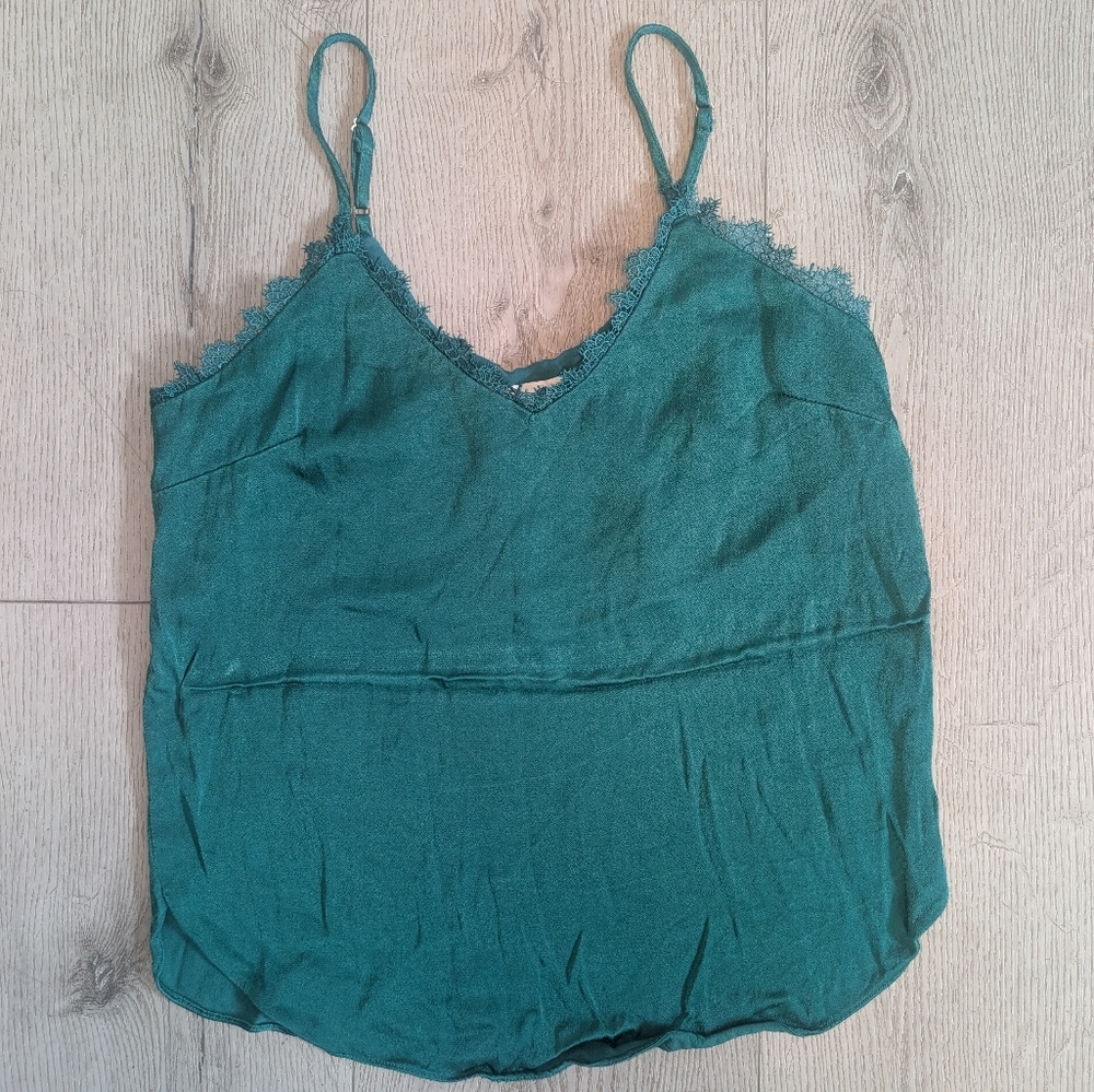 Floreat Green Satin Lace Camisole